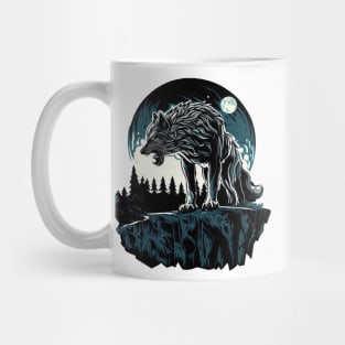 Majestic Wolf Under Moonlight Mug